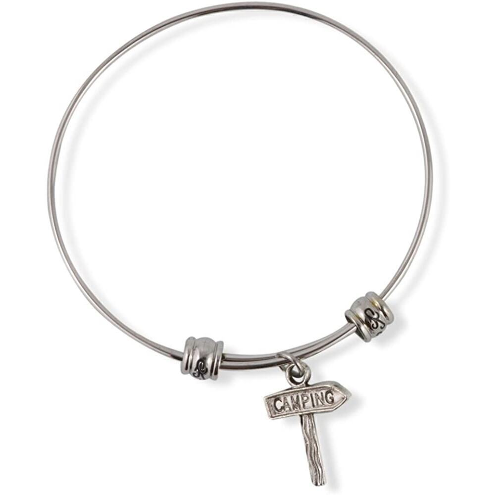 Camper Camp Camping Sign Bangle Bracelet Jewelry